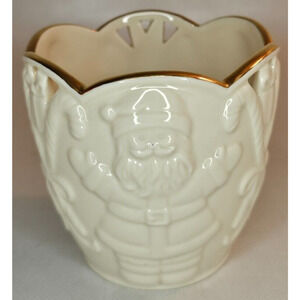 Vintage Lenox Merry Lights Santa Votive With Original Box